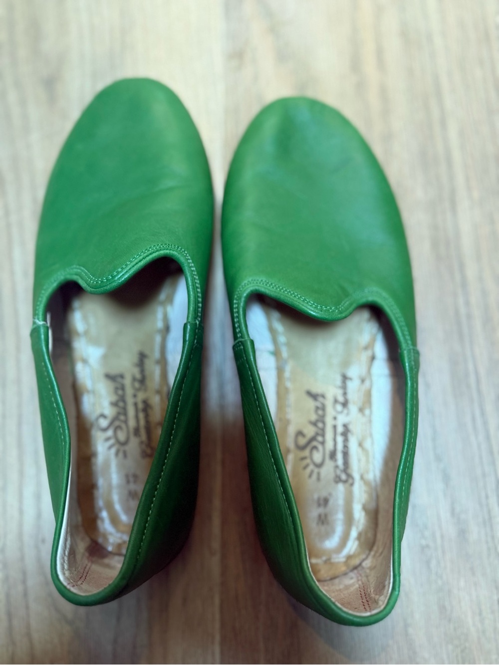 Sabah Green Leather Slip-On Loafers